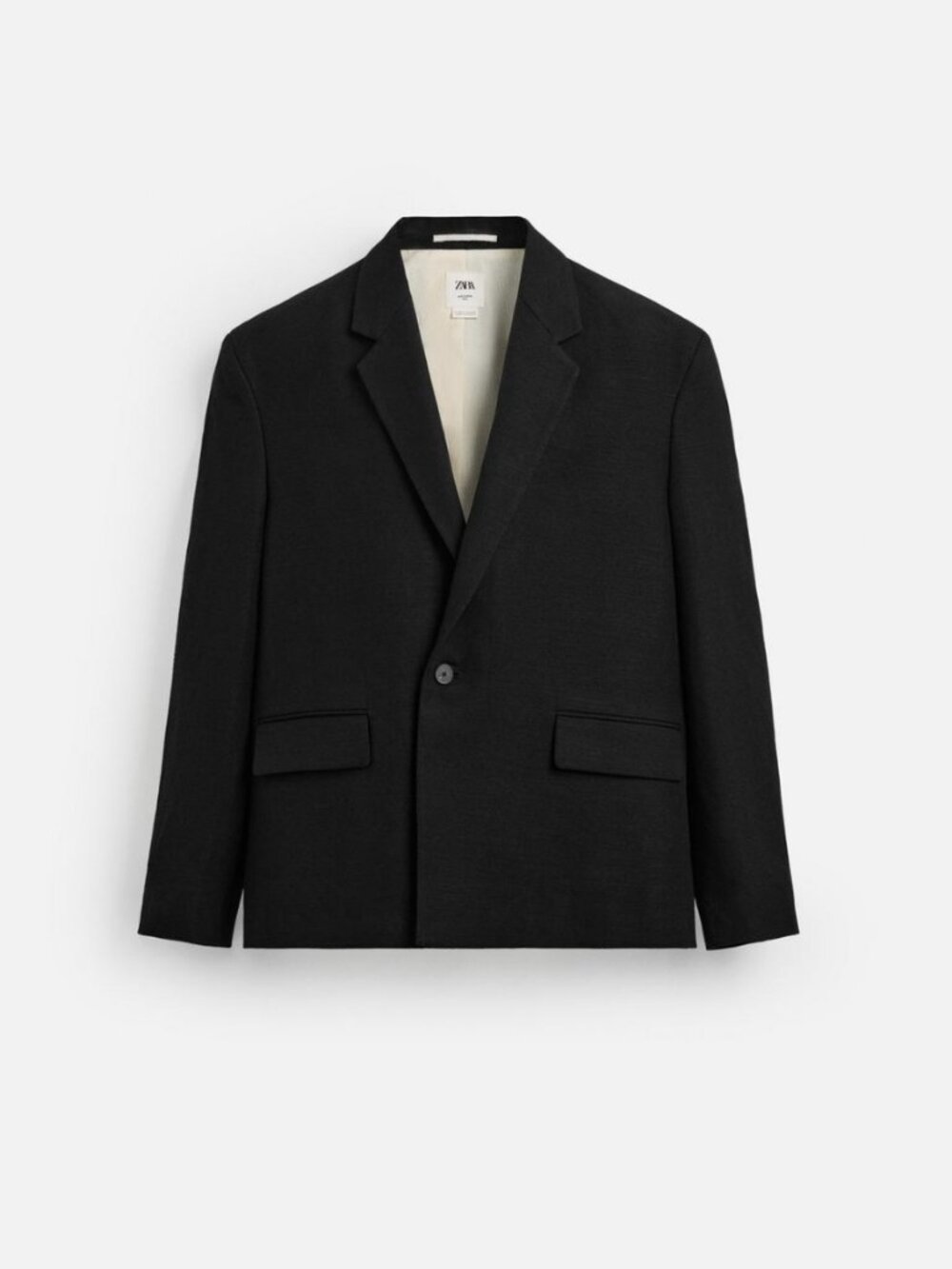 ZARA LIMITED EDITION BLACK LINEN-COTTON SUIT JACKET SZ 38R